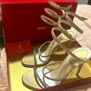 RENE CAOVILLA
Cleo embellished leather sandals 
Size: 37 
Absolutely gorgeous
